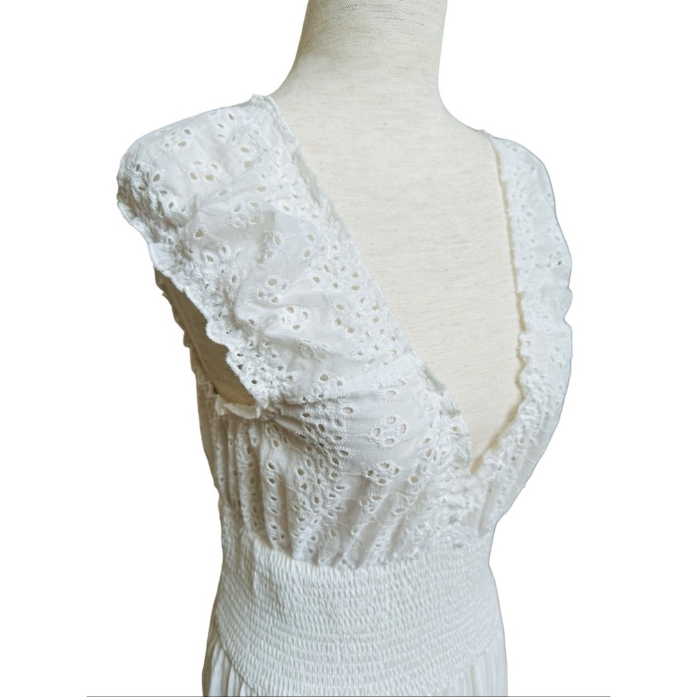 Solitaire Swim White Eyelet Maxi Tiered Dress, NWT, M - Picture 3 of 15